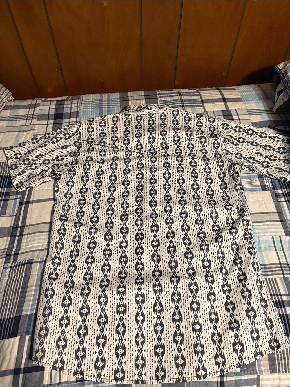 Men's Black&white Aztec western shirt - Picture 2 of 4